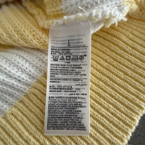 NWT Striped Lightweight Shaker-Stitch Cardigan Knit Button Sweater Sz Large NEW - Picture 6 of 7